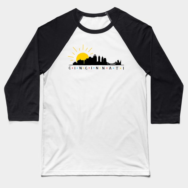 Cincinnati Skyline Baseball T-Shirt by sparkling-in-silence
